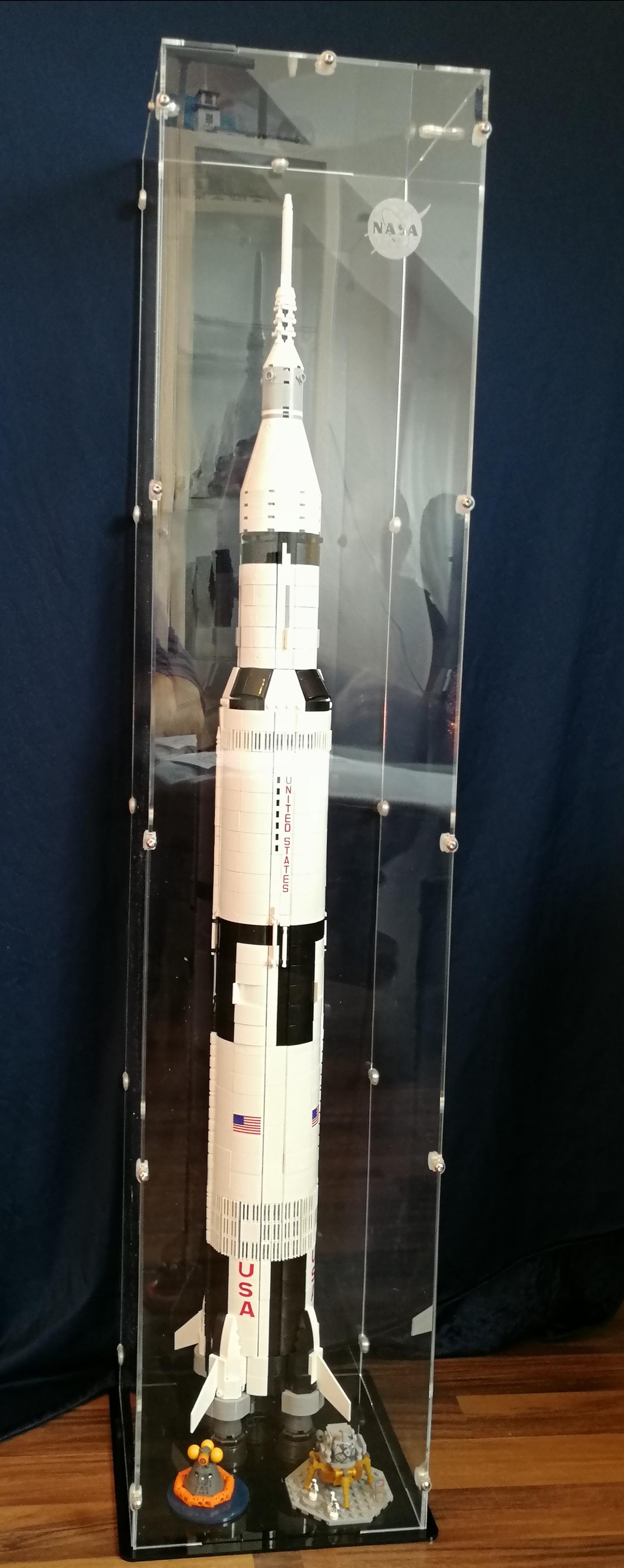 Acrylglas Vitrine Haube für Ihr LEGO® Modell   Nasa Apollo Rakete 21309 stehend