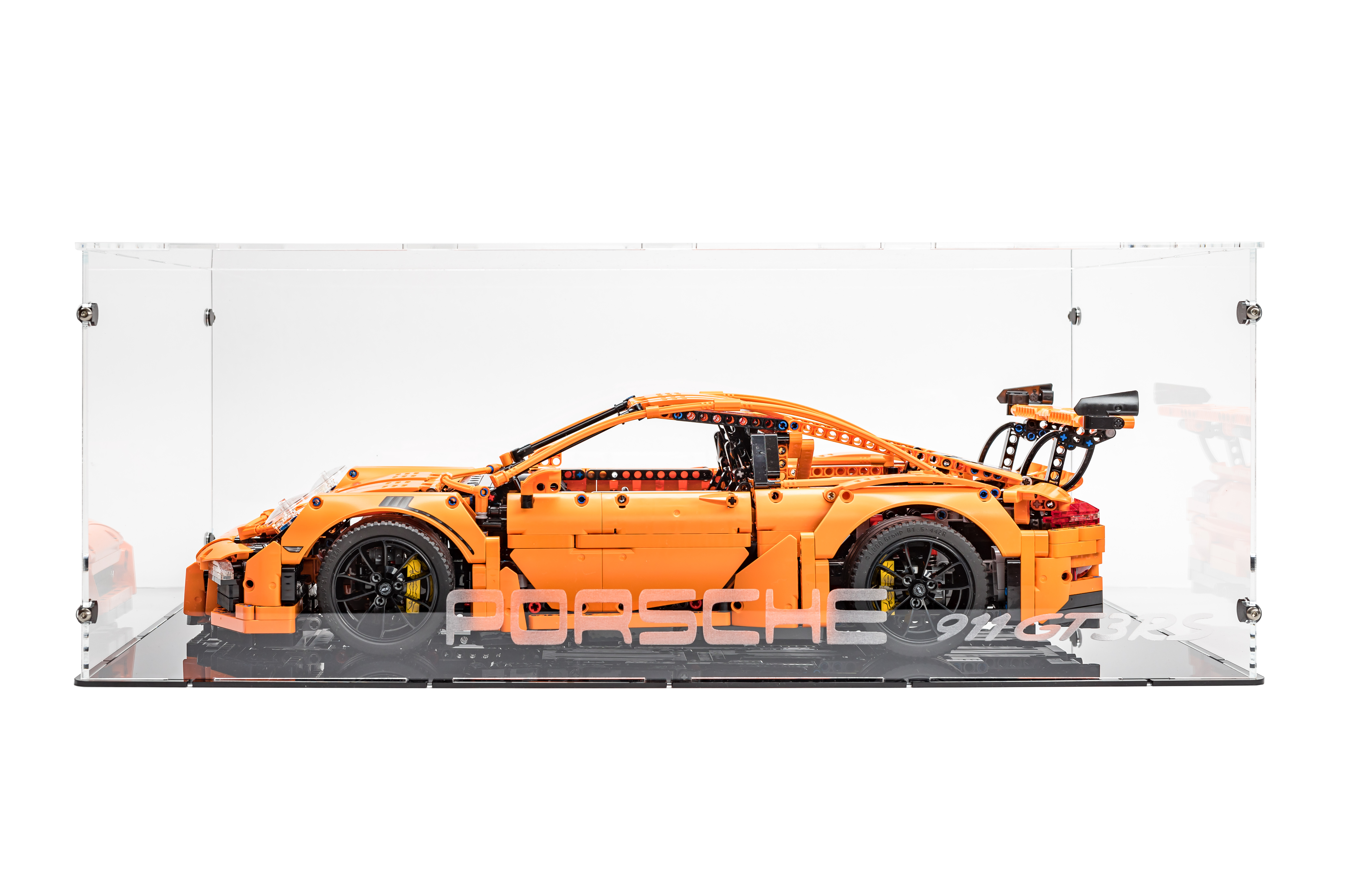 Acrylglas Vitrine Haube -für LEGO® Modell 42056 Porsche 911 GT3 RS  mit Schriftzug