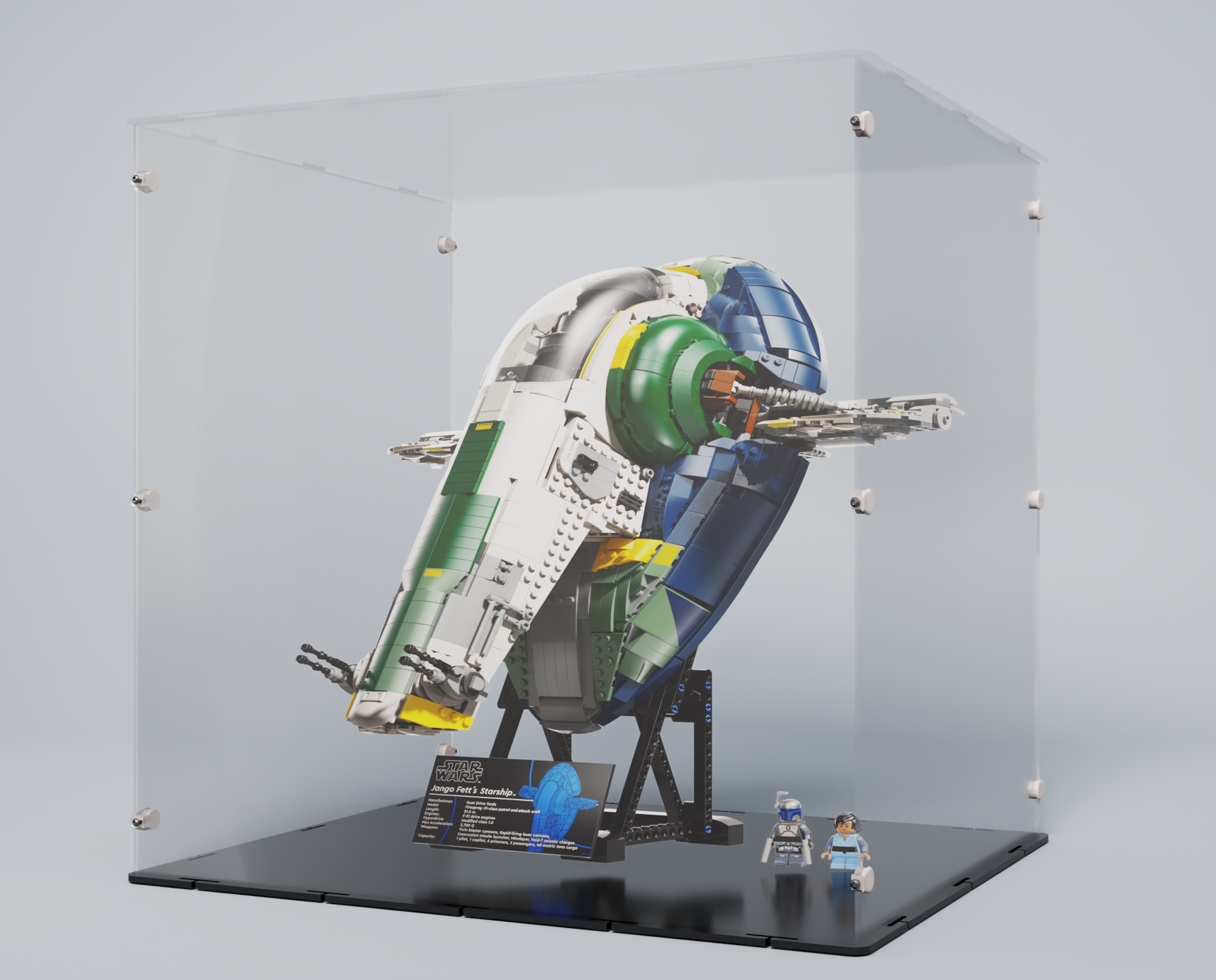 Acrylglas Vitrine für Ihr LEGO® Modell UCS Jango Fetts Sternenschiff Firespray 75409